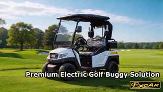 M1S2 White EXCAR 2 chỗ Xe điện nhỏ Buggy Golf Cart với kính chắn gió PC